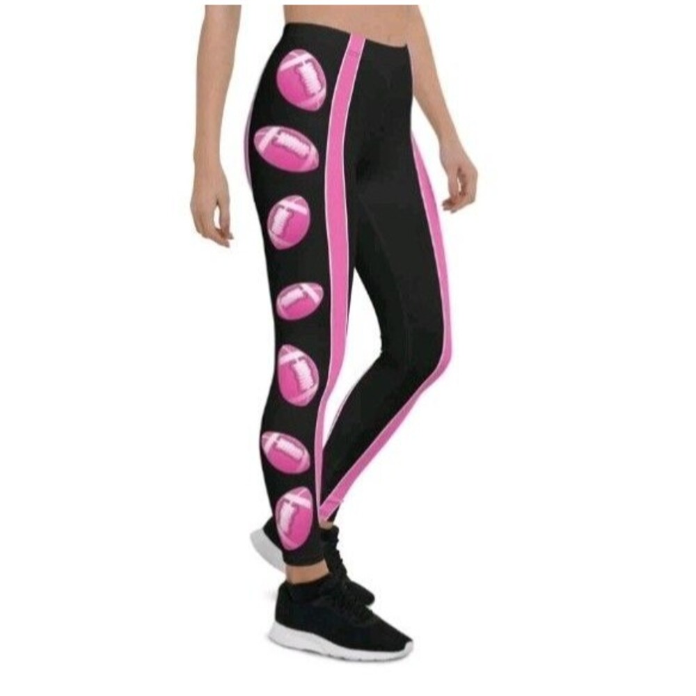 Fierce Pulse Pink Football Leggings Activewear Gym Pants Womens Size L MSRP $89